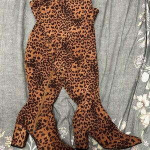 Leopard Print Knee-High Boots